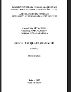 Jahon xalqlar adabiyoti / Darslik I. qism