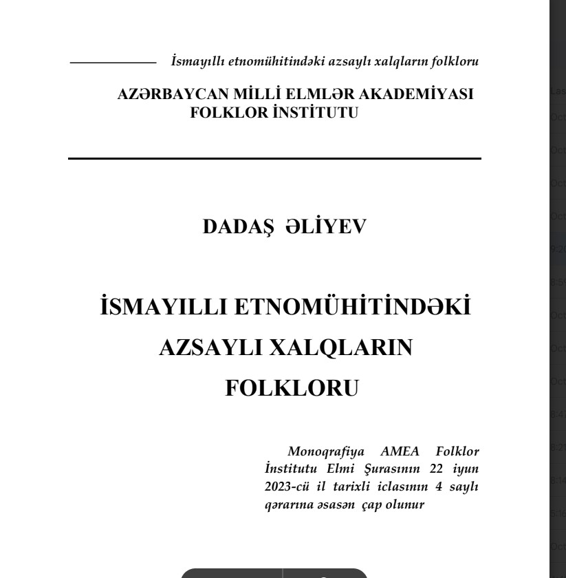 İsmayıllı etnomühitindəki azsaylı xalqların folkloru