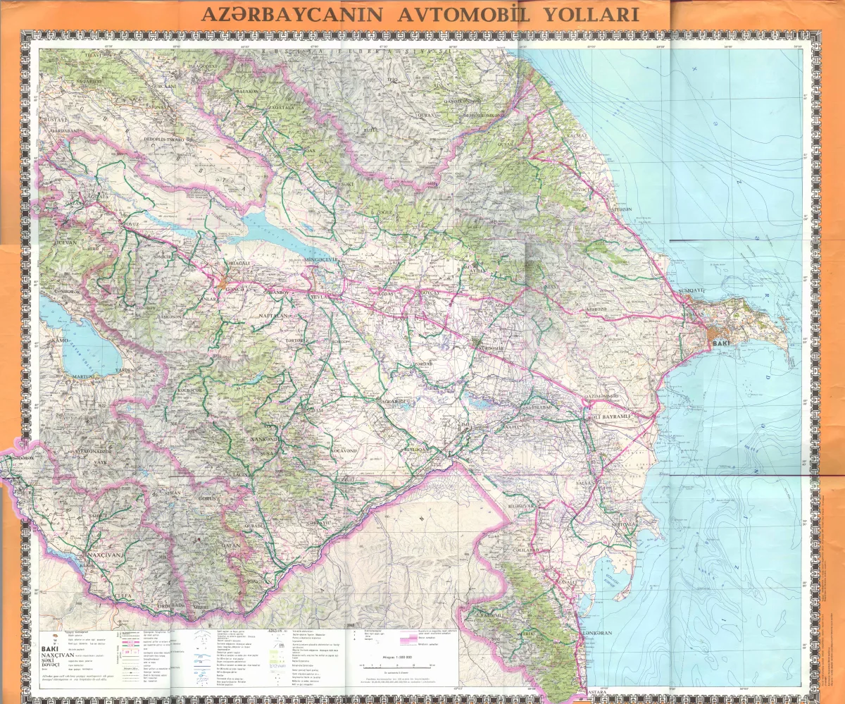 Azərbaycanın avtomabil yollari xeritesi