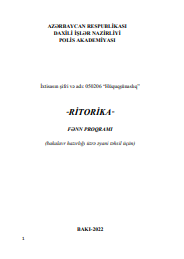 Ritorika fənn proqramı (Bakalavr hazırlığı üzrə əyani təhsil üçün)